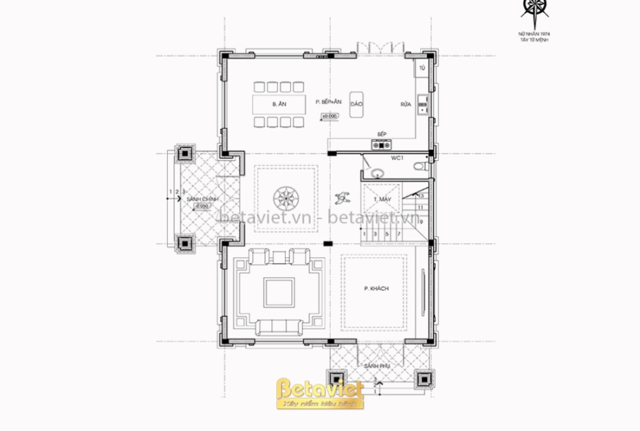 Biệt thự 3 tầng tân cổ điển KT21168 – bản vẽ mặt bằng