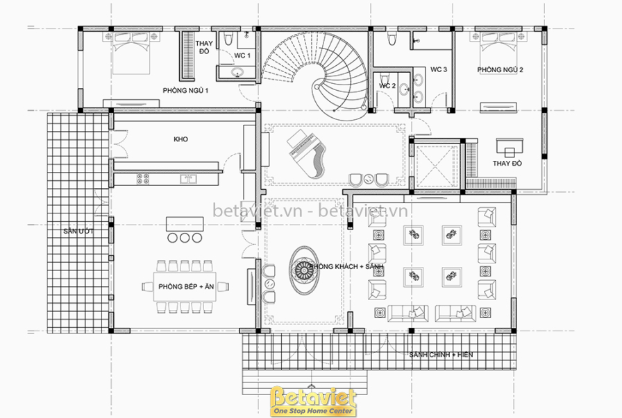Biệt thự 3 tầng hiện đại luxury KT24024 – bản vẽ mặt bằng