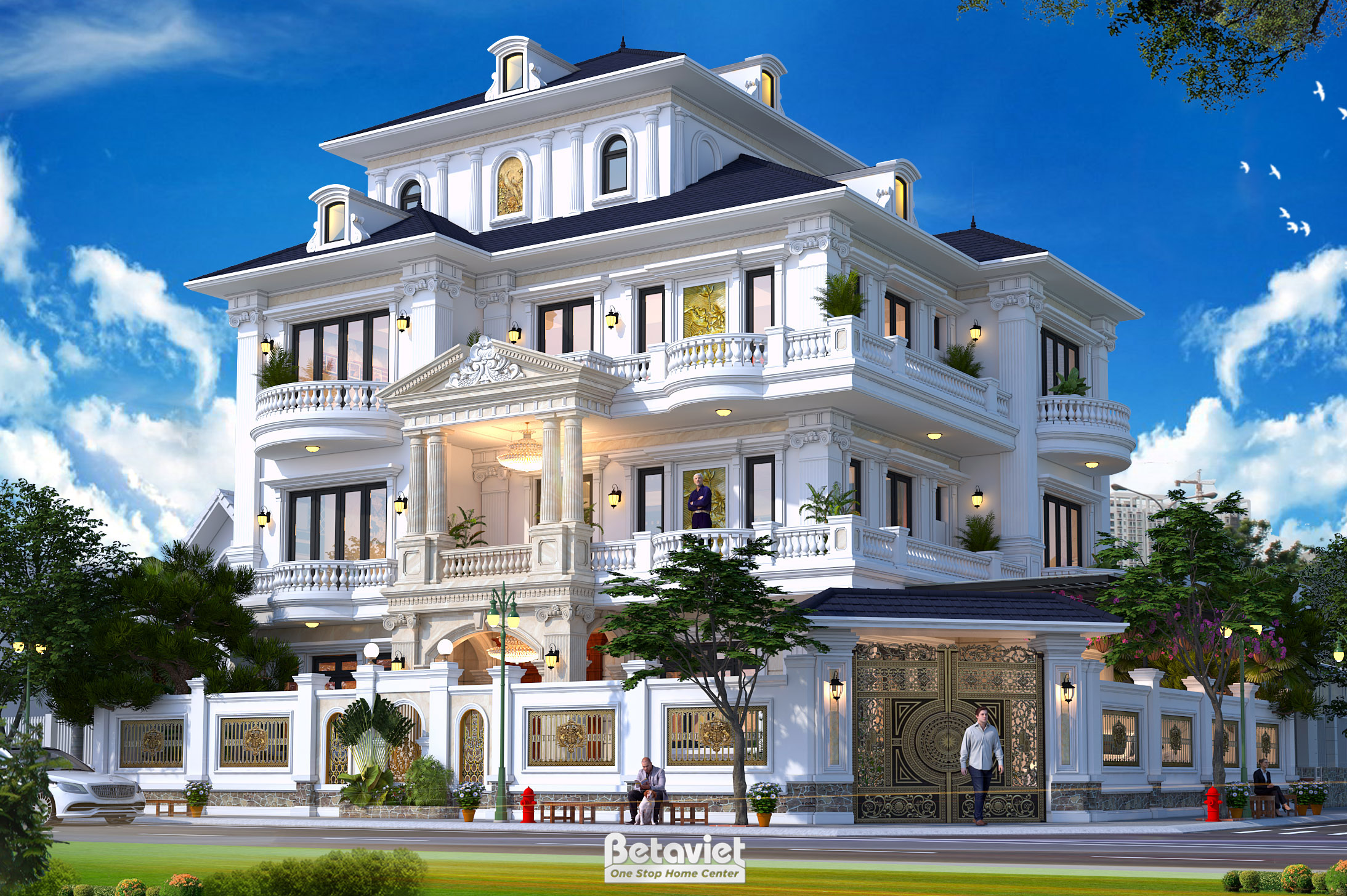 Biệt thự tân cổ điển 4 tầng 7 phòng ngủ tại Thái Bình KT20148