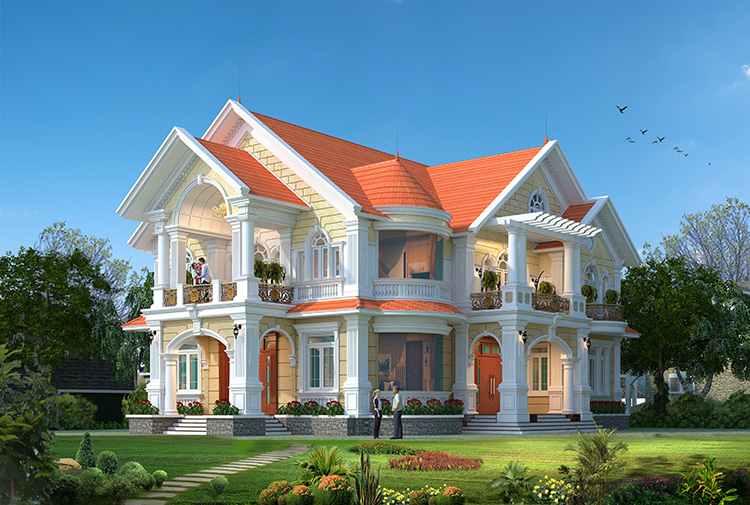 Biệt thự 2 tầng kiểu Pháp tại TP Hồ Chí Minh KT17094 – phối cảnh góc chếch