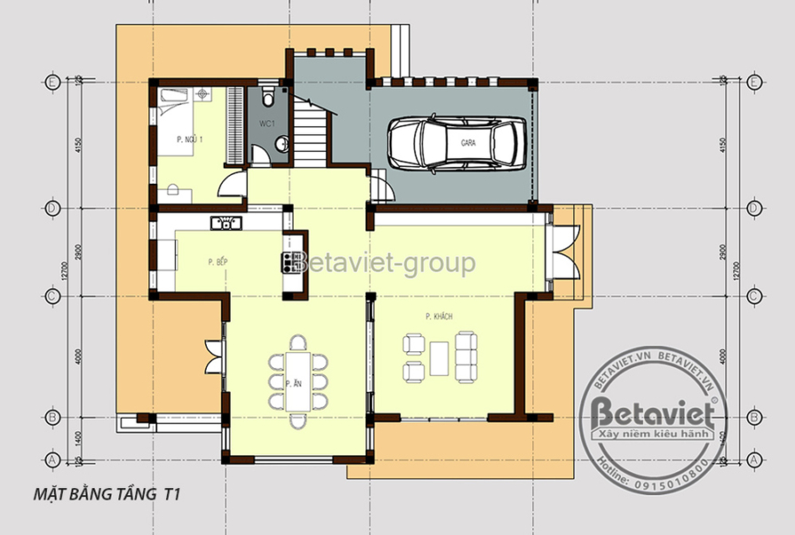 Biệt thự 3 tầng hiện đại KT20090A – bản vẽ mặt bằng