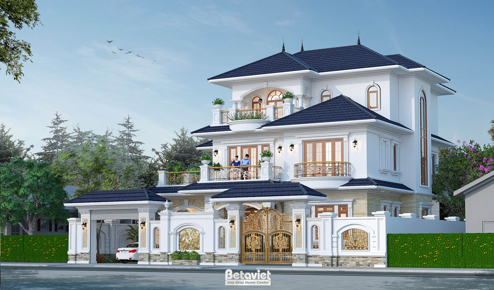 Biệt thự 3 tầng tân cổ điển KT20120 – phối cảnh mặt tiền (2)