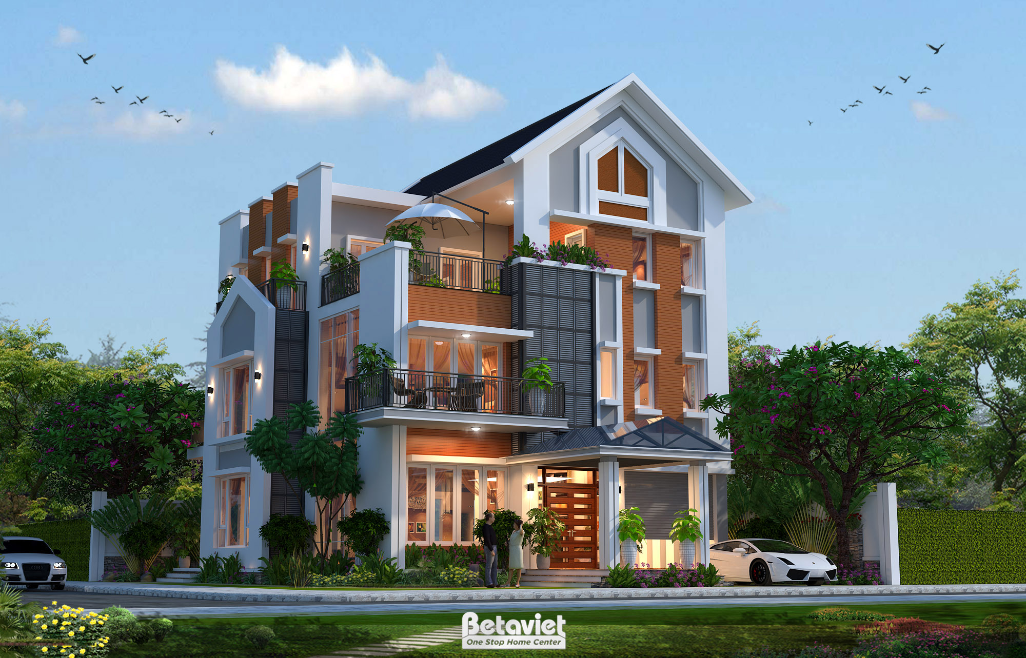 Mẫu biệt thự hiện đại 3 tầng 5 phòng ngủ tại Hải Phòng KT20090A