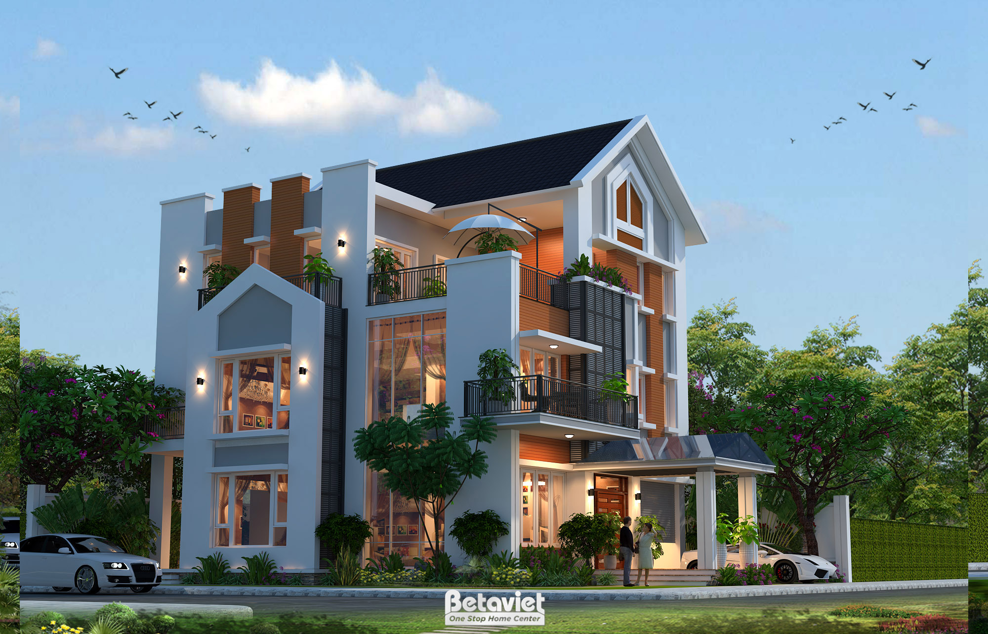 Mẫu biệt thự hiện đại 3 tầng 5 phòng ngủ tại Hải Phòng KT20090A