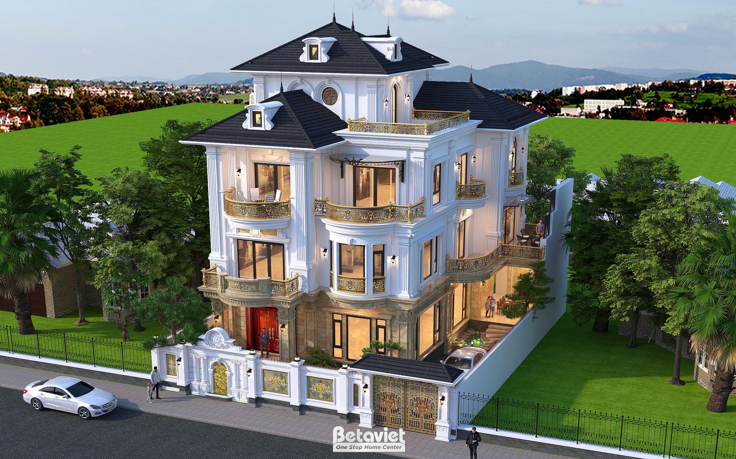 Mẫu biệt thự Nhật Bản 4 tầng tân cổ điển 700m2 tại Nghệ An KT22108