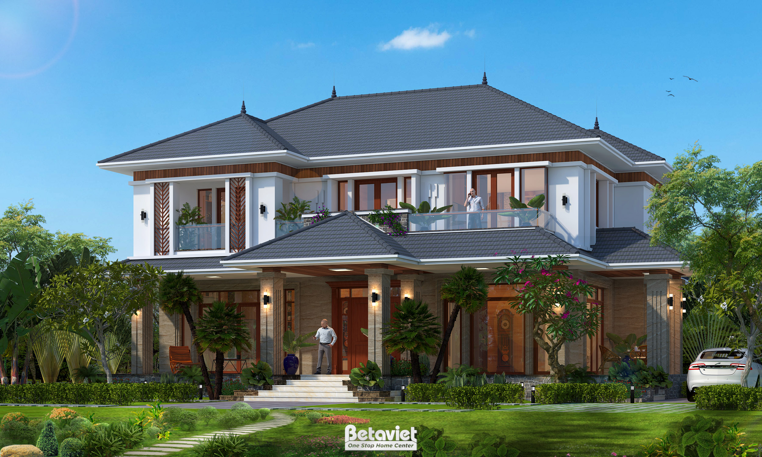 Mẫu biệt thự sân vườn 2 tầng hiện đại tại Hà Nội KT18019