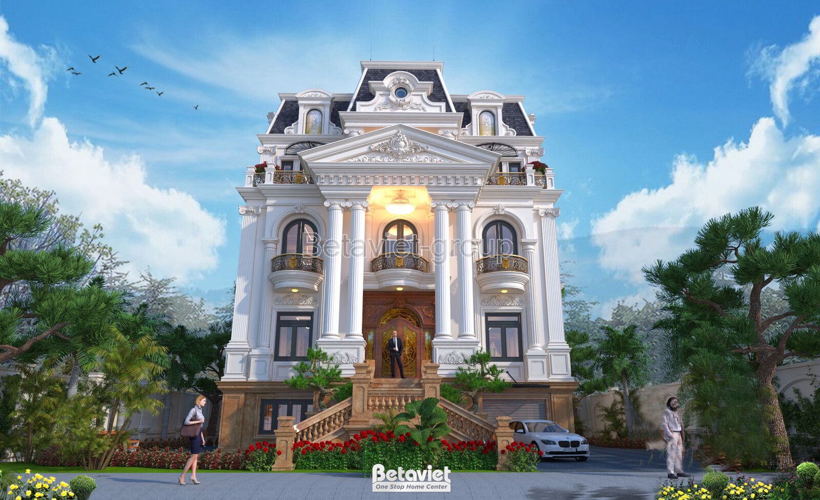 Biệt thự 4 tầng tân cổ điển KT20197 – phối cảnh mặt tiền (2)