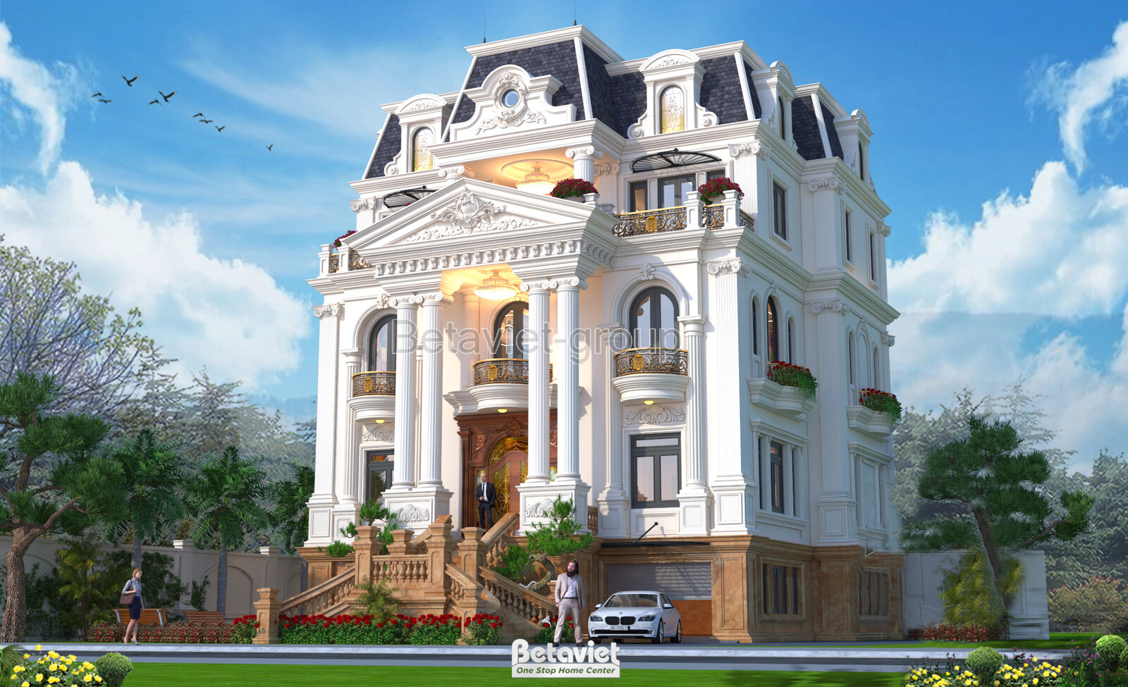 Biệt thự 4 tầng tân cổ điển KT20197 – phối cảnh mặt tiền (3)