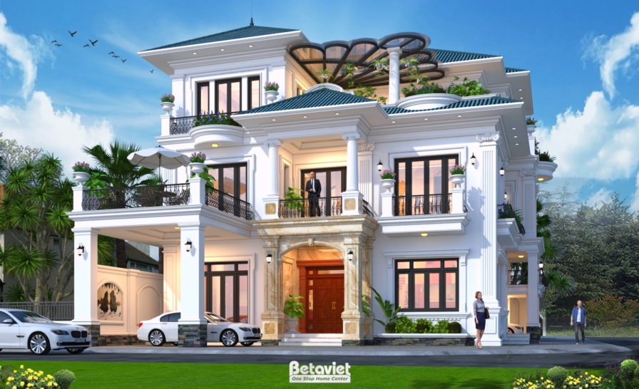 Nhà phố 3 tầng tân cổ điển minh hoạ phương án nhà liên kế khu dân cư 6B Intresco