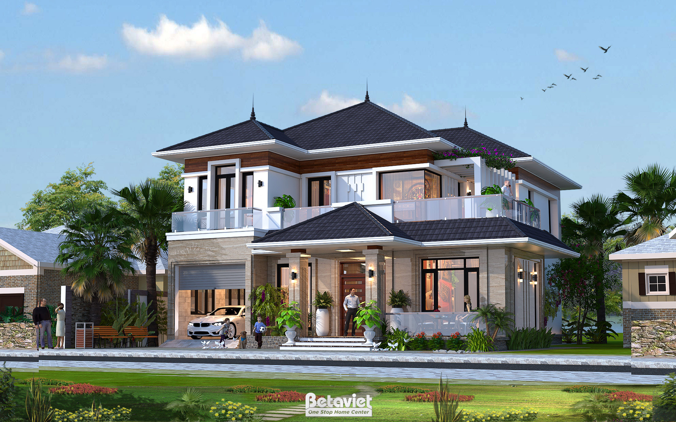 Mẫu thiết kế biệt thự kiểu Nhật hiện đại 2 tầng 350m2 tại Phú Thọ KT19085