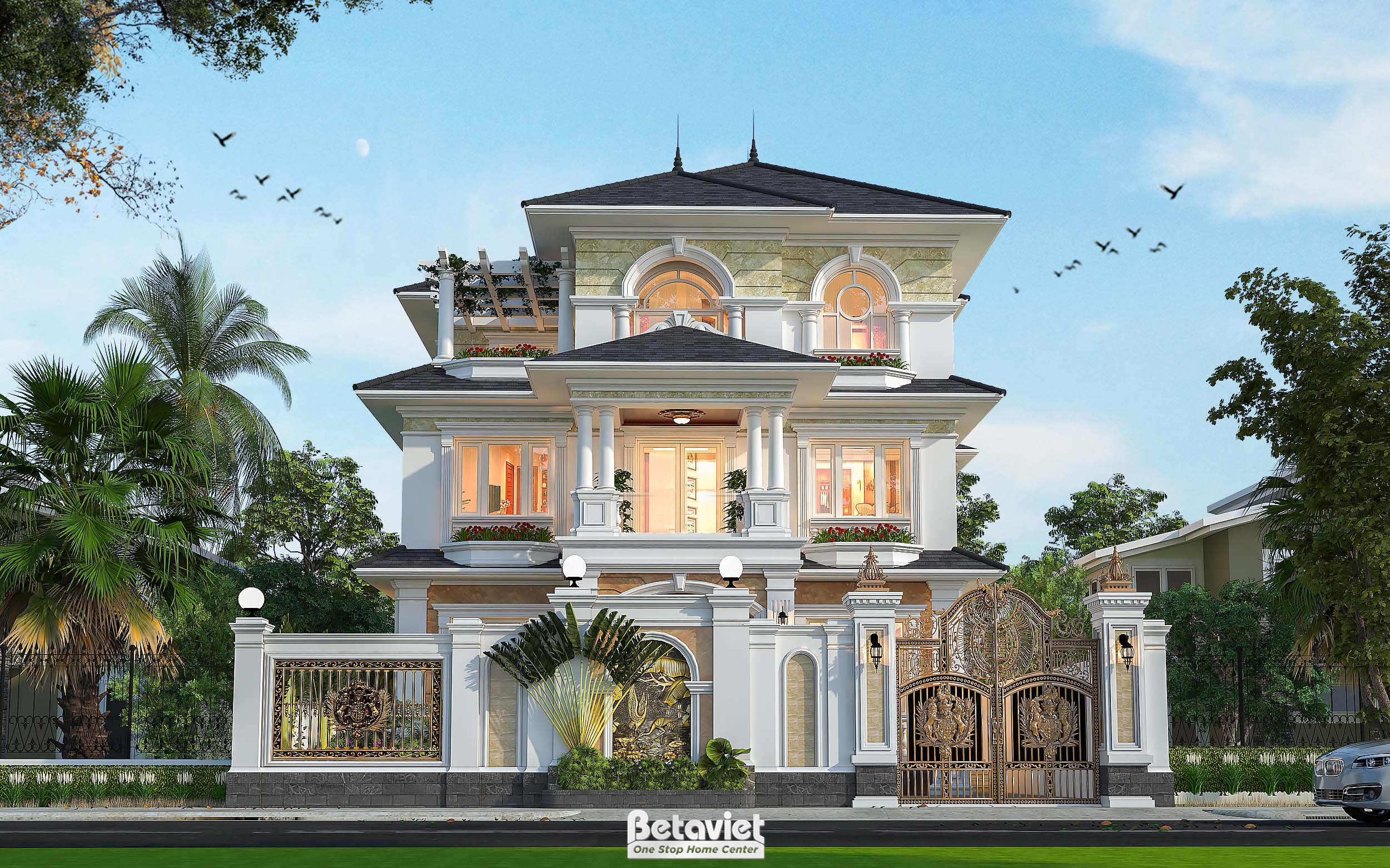 Mẫu thiết kế biệt thự kiểu Nhật 3 tầng 550m2 tại Nghệ An KT24037