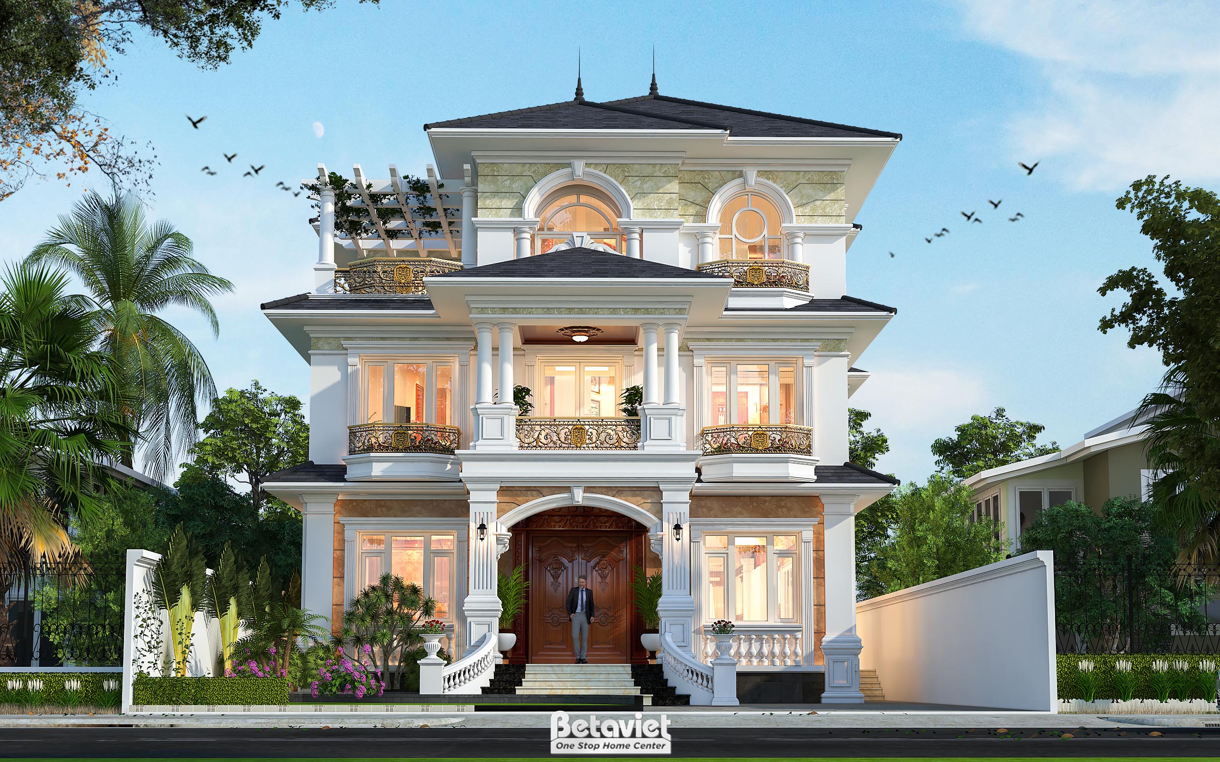 Mẫu thiết kế biệt thự kiểu Nhật 3 tầng 550m2 tại Nghệ An KT24037