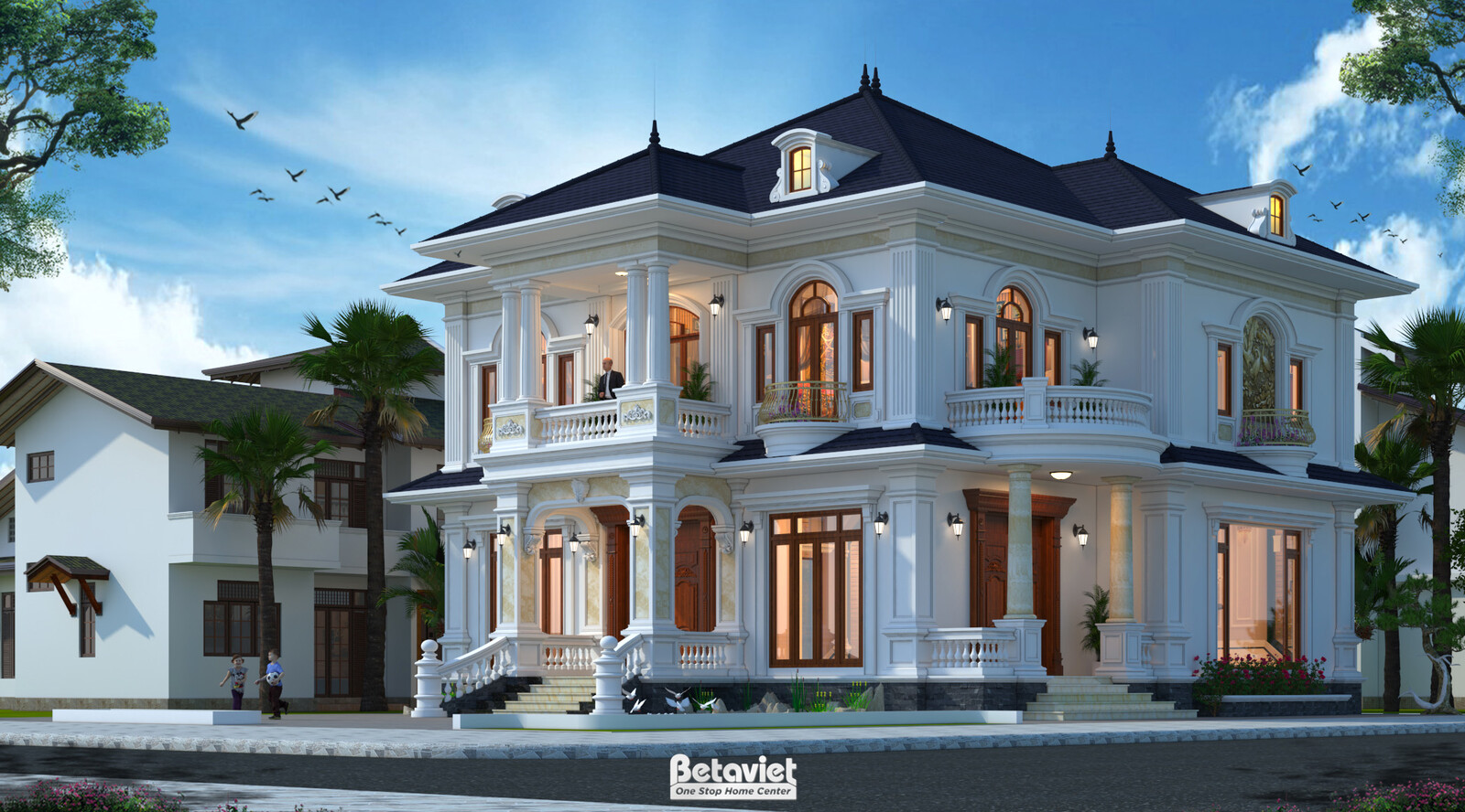 Biệt thự 2 tầng tân cổ điển KT21217 – phối cảnh mặt tiền (2)
