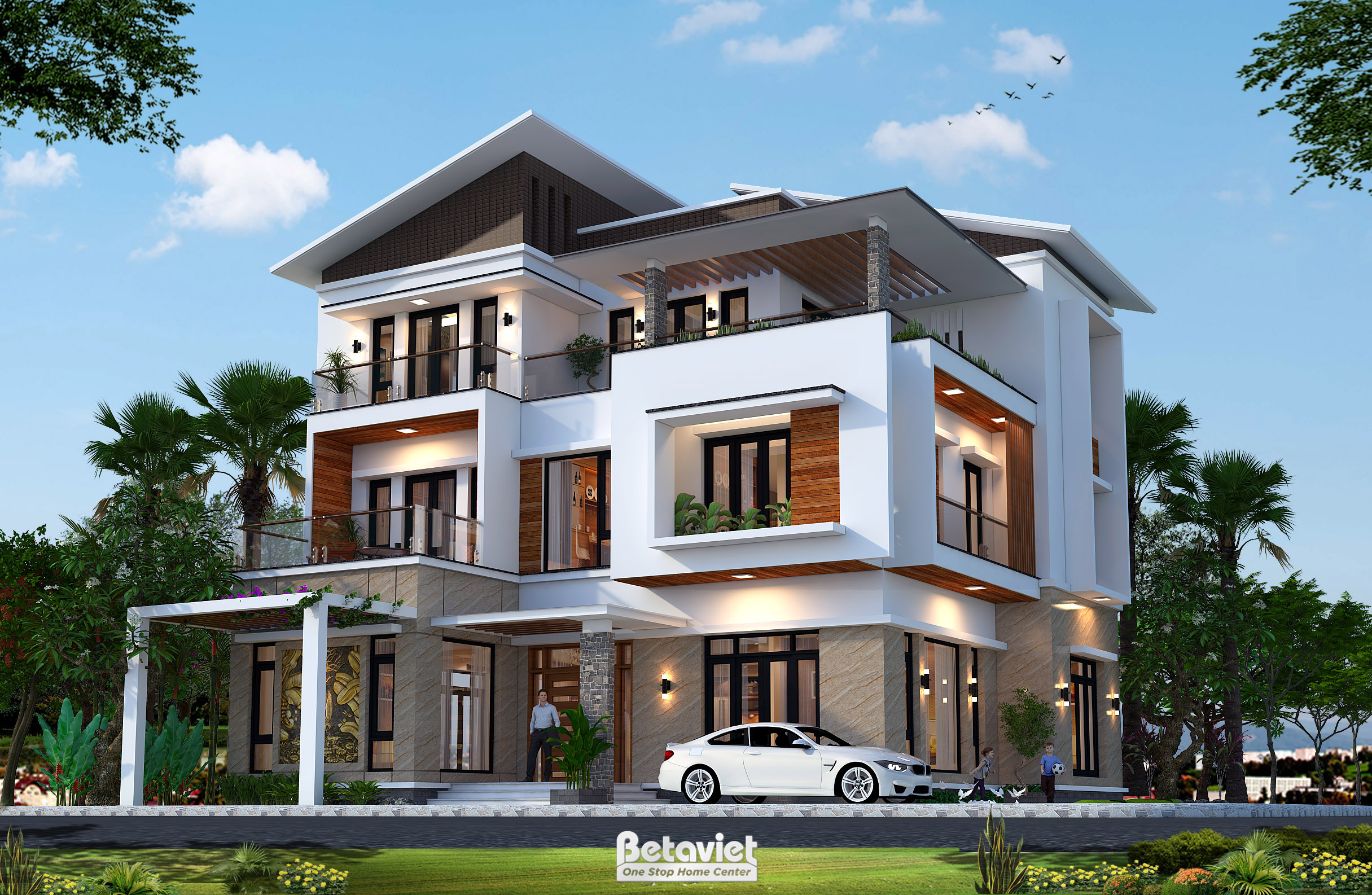 Thiết kế biệt thự 3 tầng hiện đại 500m2 KĐT Đại Dương KT19172