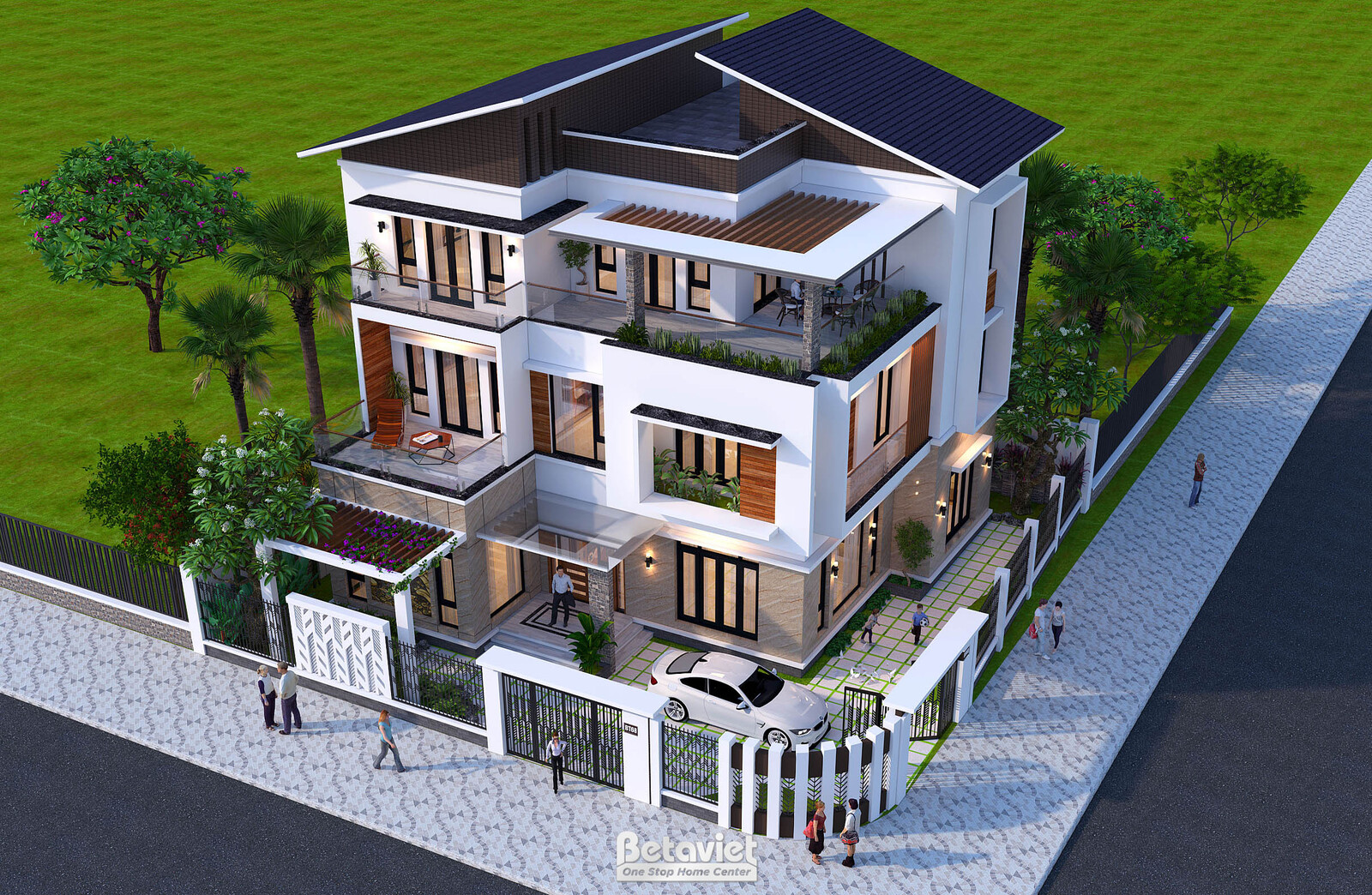 Biệt thự 3 tầng hiện đại luxury KT19172 – phối cảnh mặt tiền (5)