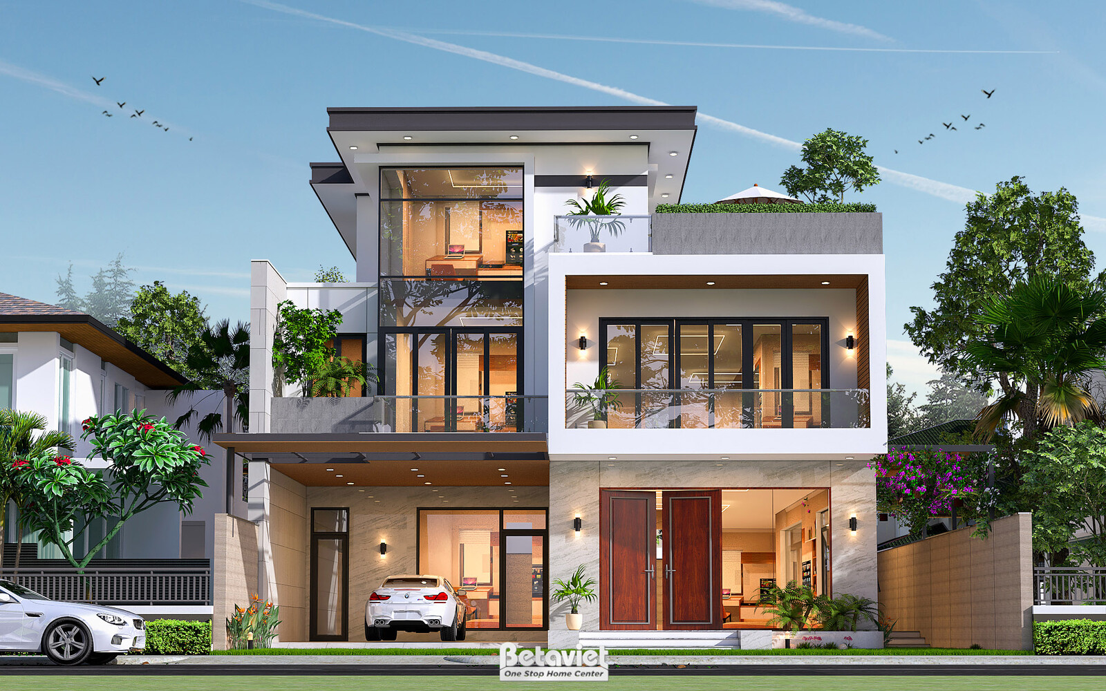 Biệt thự 3 tầng hiện đại KT24034 – phối cảnh mặt tiền (3)