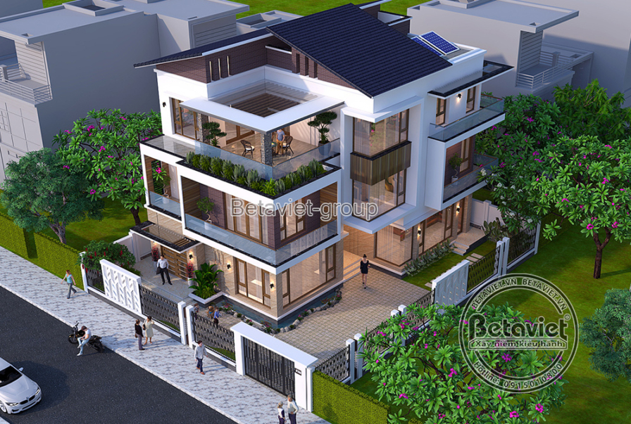 Biệt thự 3 tầng hiện đại luxury KT20026 – phối cảnh mặt tiền