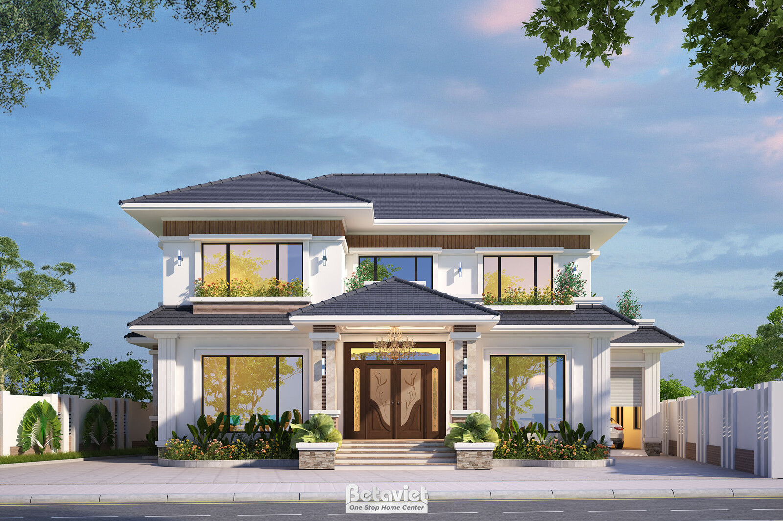Biệt thự 2 tầng hiện đại KT21069 – phối cảnh mặt tiền (2)
