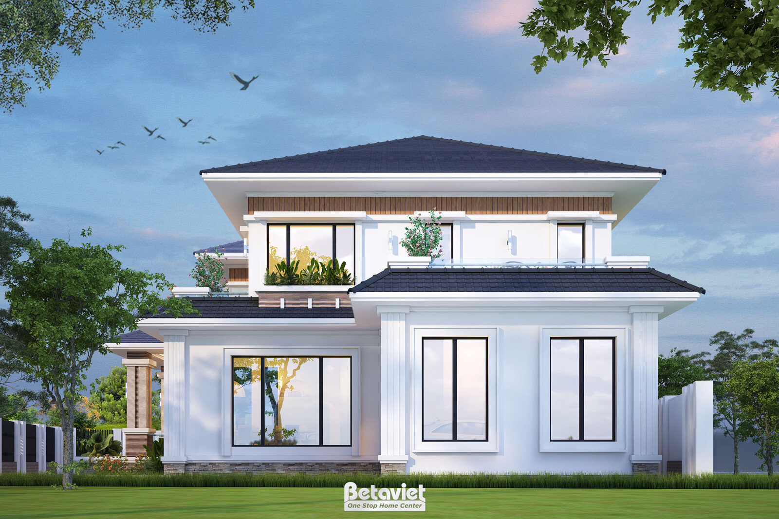 Biệt thự 2 tầng hiện đại KT21069 – phối cảnh mặt tiền (4)