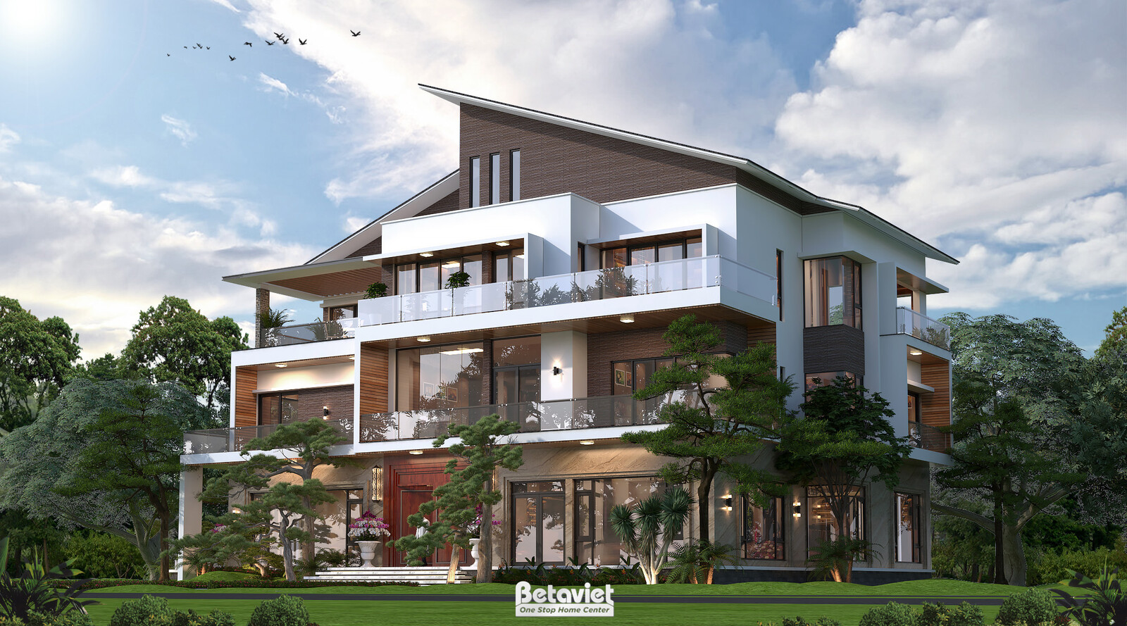 Biệt thự 3 tầng hiện đại luxury KT24024 – phối cảnh mặt tiền (4)
