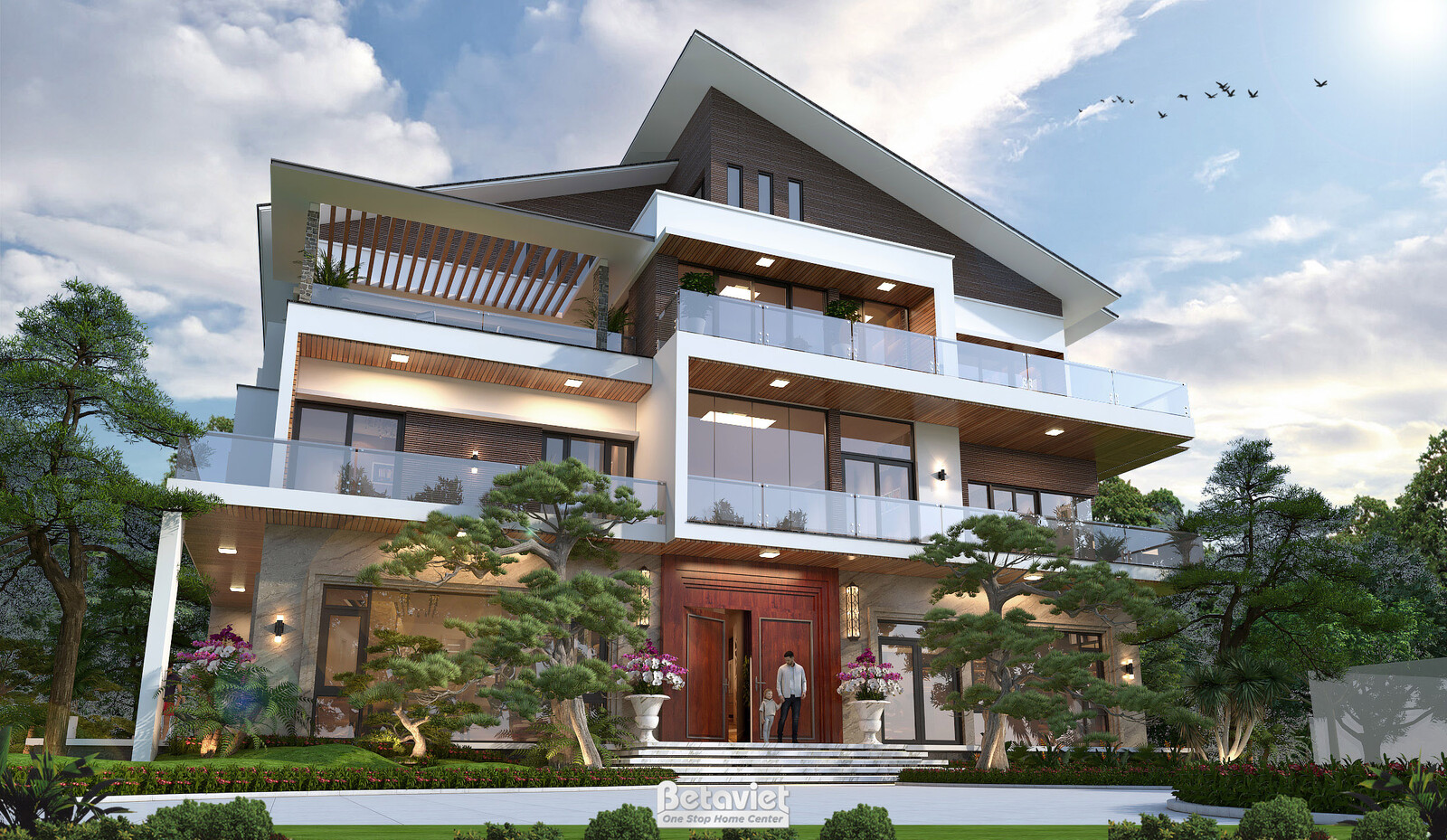 Biệt thự 3 tầng hiện đại luxury KT24024 – phối cảnh mặt tiền (3)