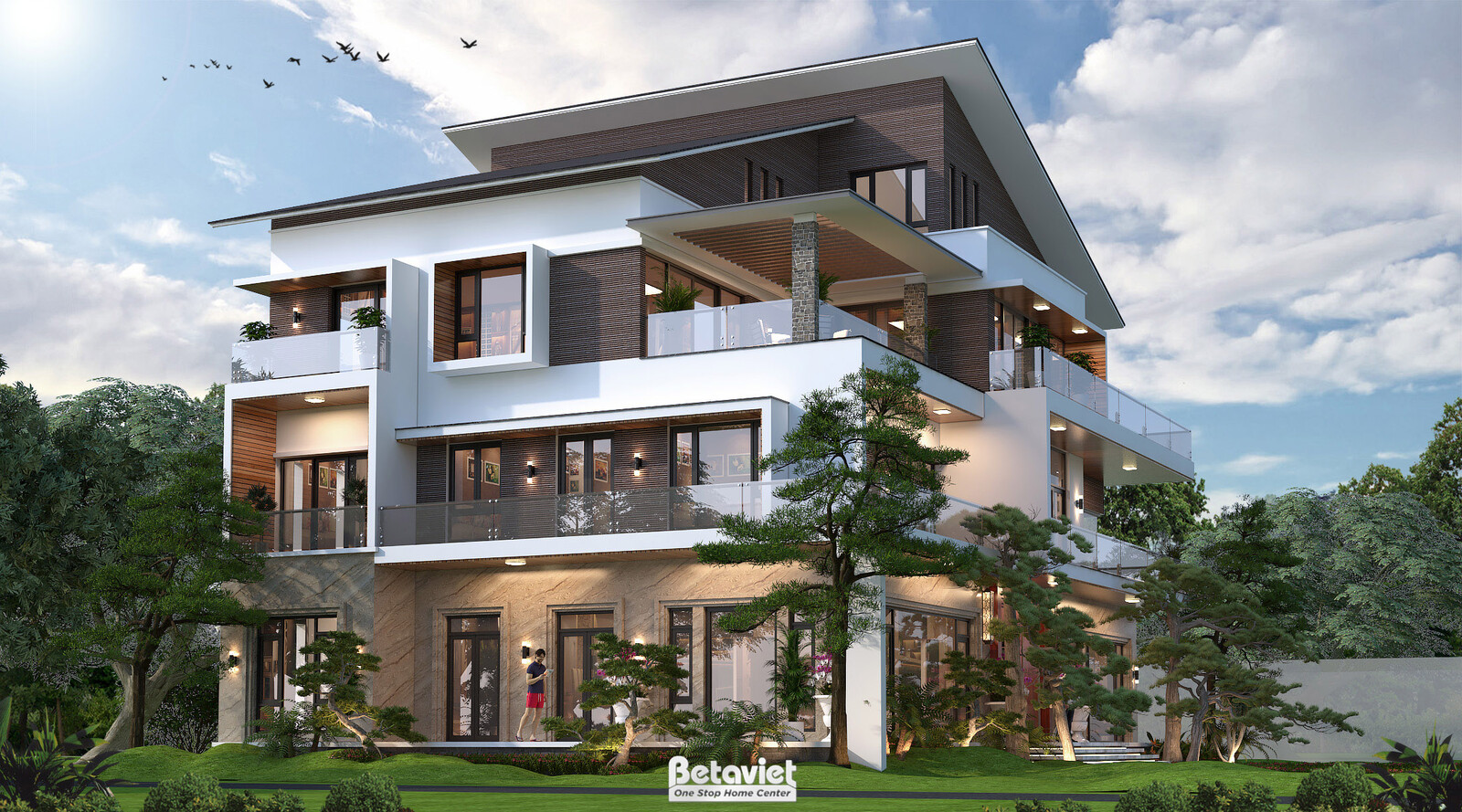 Biệt thự 3 tầng hiện đại luxury KT24024 – phối cảnh mặt tiền (5)