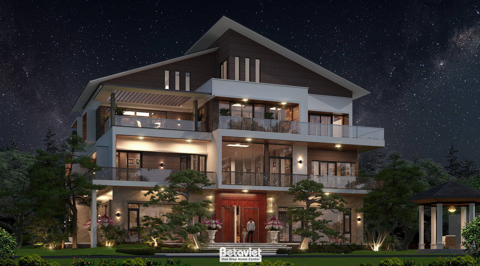 Biệt thự 3 tầng hiện đại luxury KT24024 – phối cảnh mặt tiền (6)