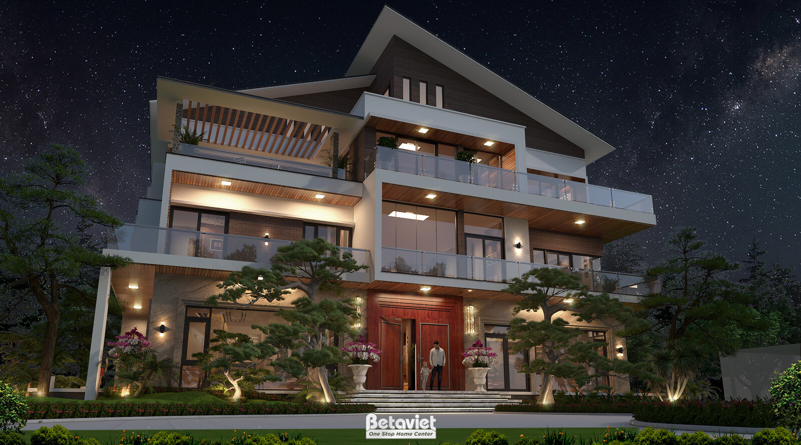 Biệt thự 3 tầng hiện đại luxury KT24024 – phối cảnh mặt tiền (7)