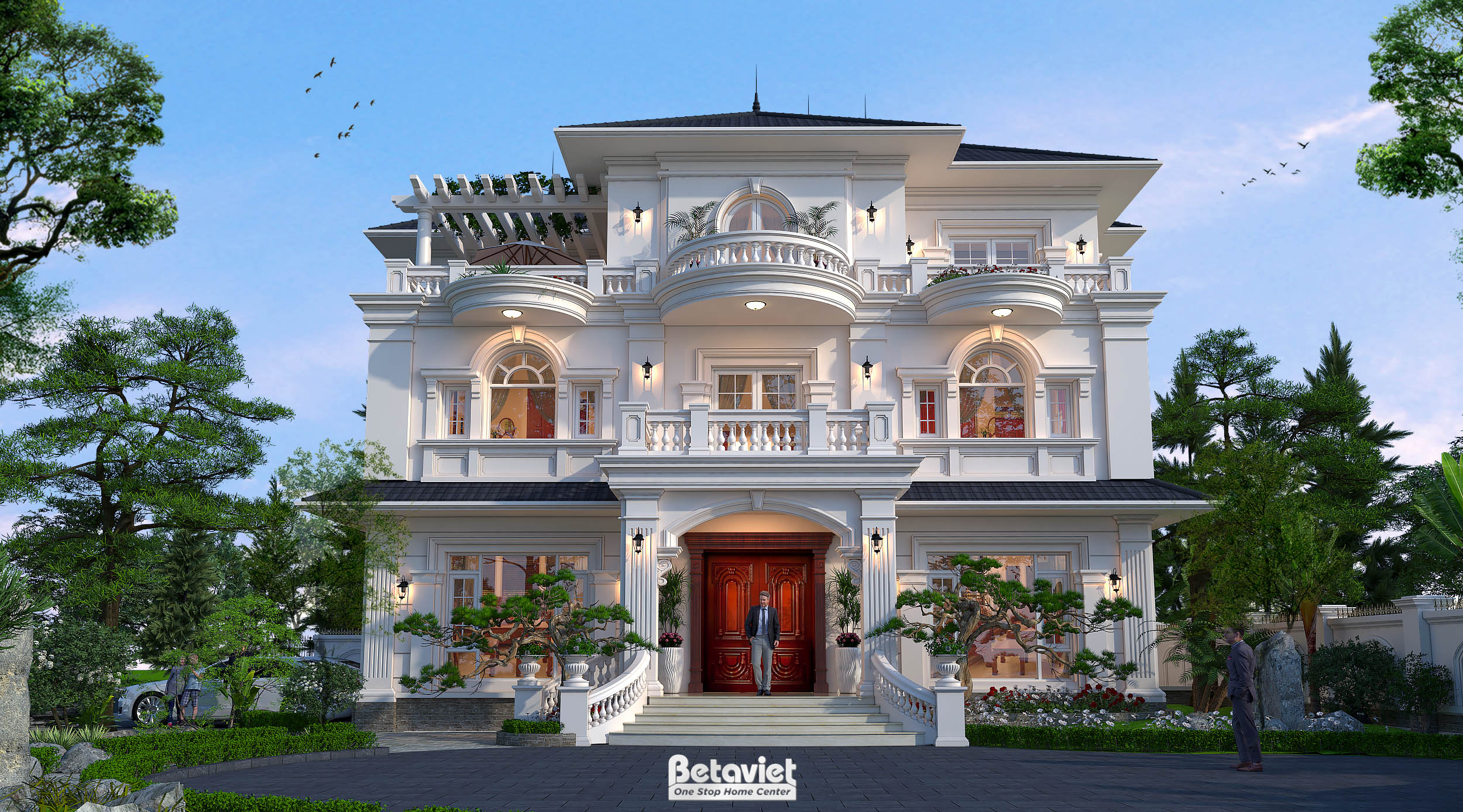 thiết kế biệt thự 2 mặt tiền lịch lãm và sang trọng