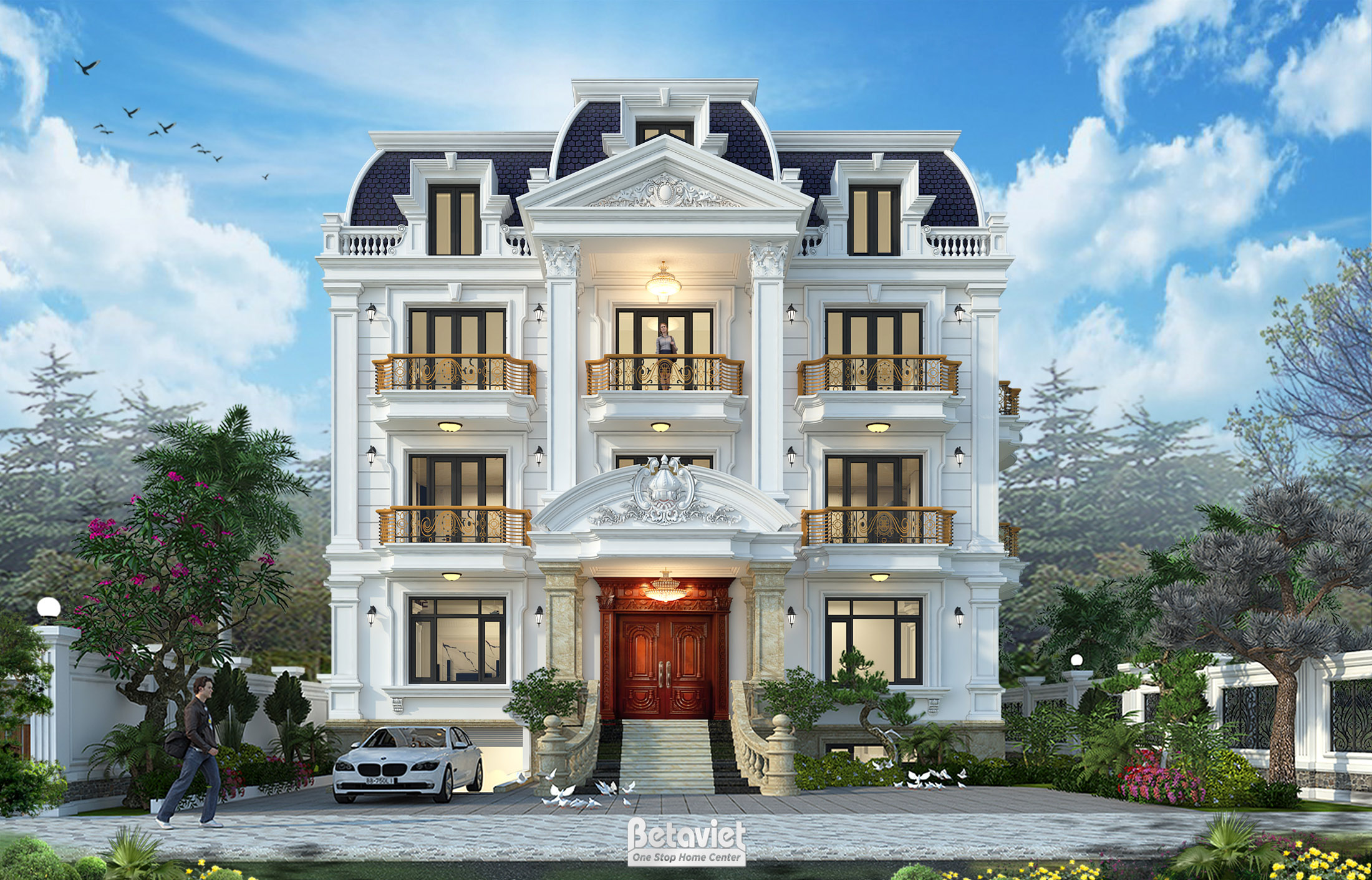 Thiết kế biệt thự tân cổ điển KBT Paradise Bay Tuần Châu KT21165