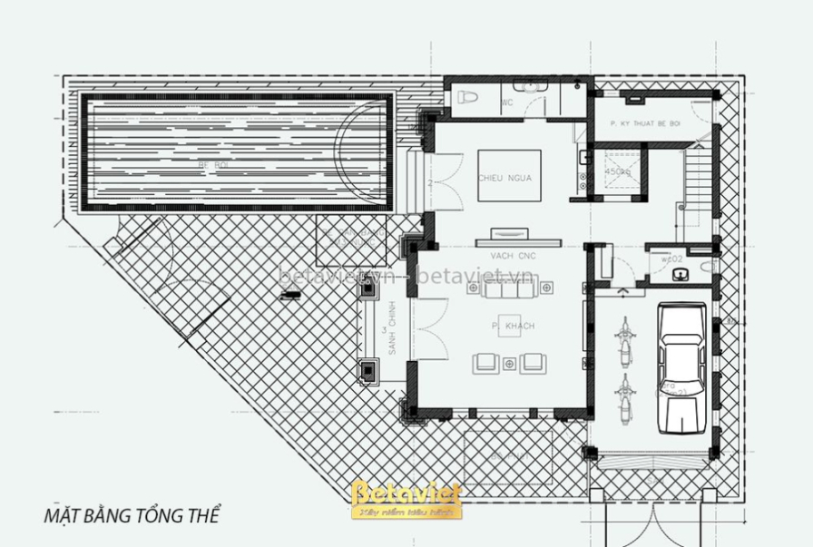 Biệt thự 4 tầng tân cổ điển KT21169 – bản vẽ mặt bằng