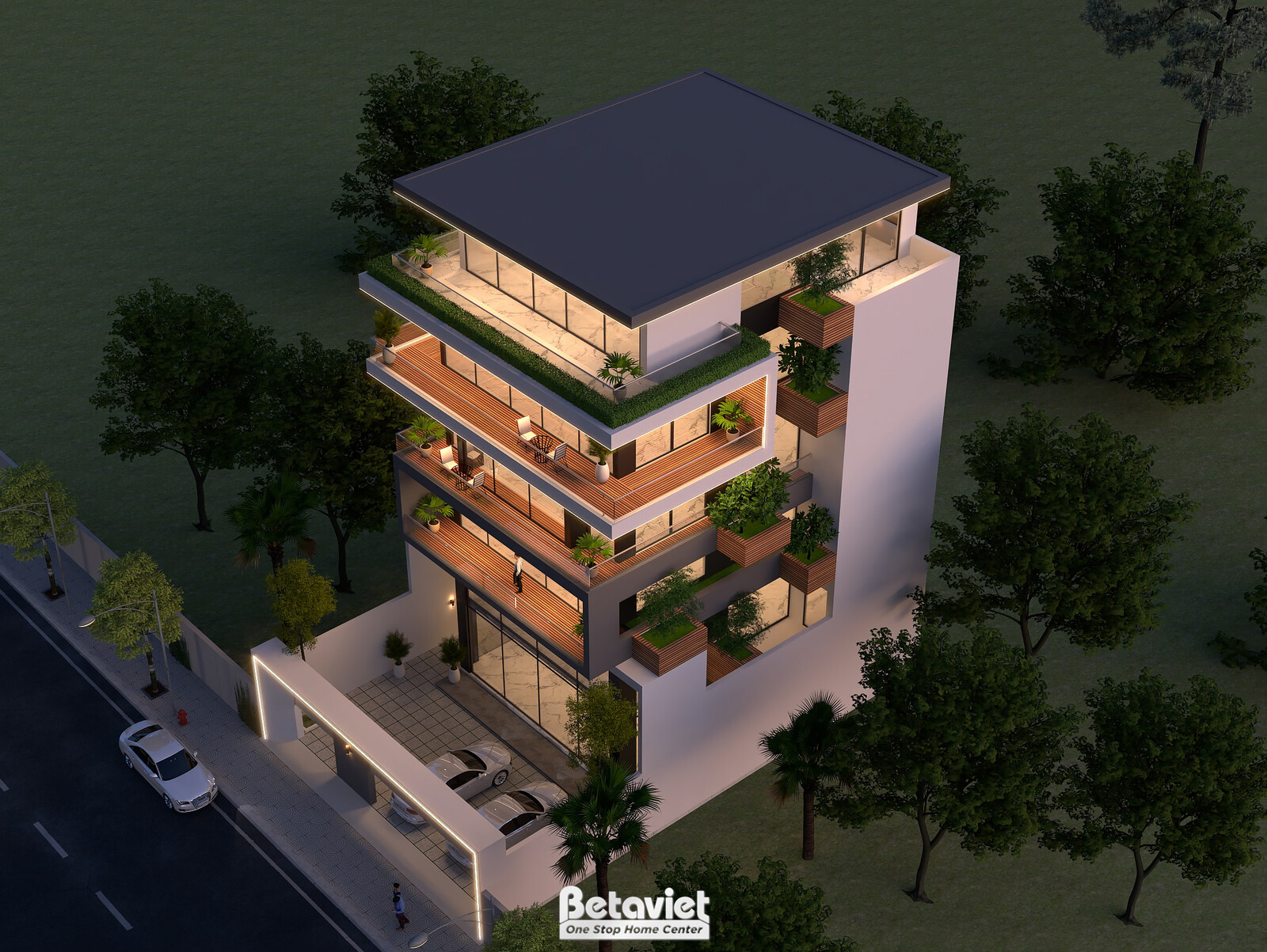 Biệt thự 6 tầng hiện đại luxury KT23382 – phối cảnh mặt tiền (5)