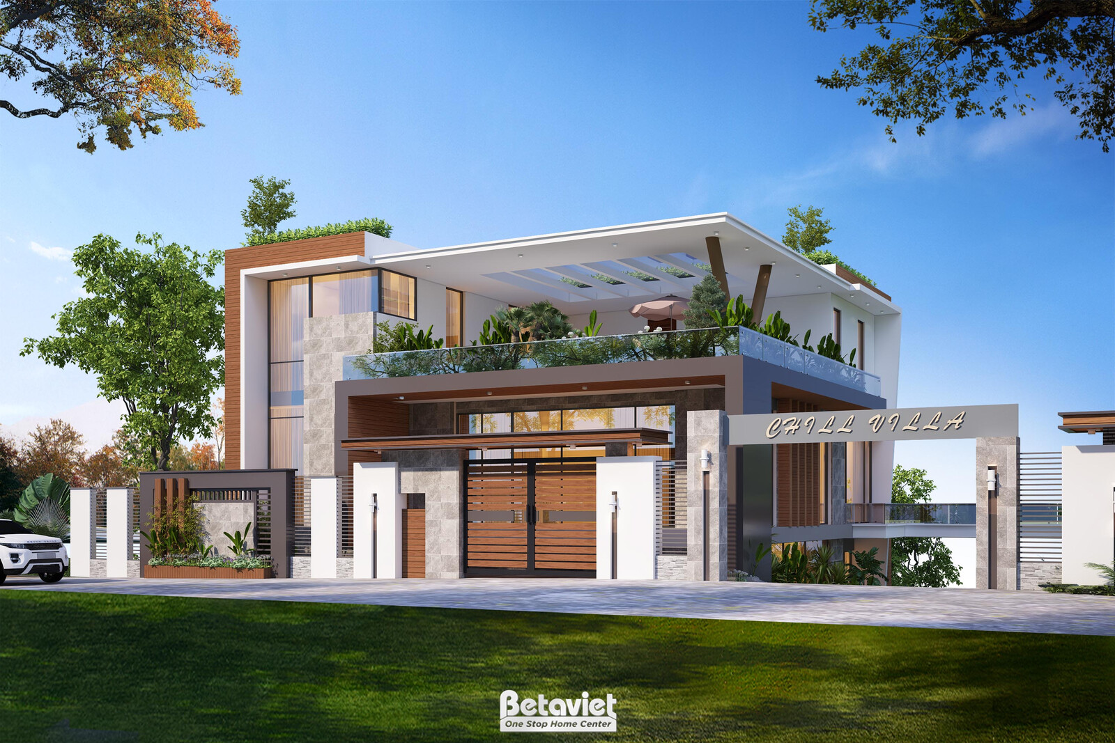 Biệt thự 3 tầng hiện đại luxury KT22165 – phối cảnh mặt tiền (3)