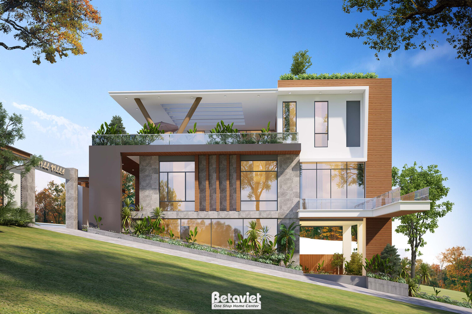 Biệt thự 3 tầng hiện đại luxury KT22165 – phối cảnh mặt tiền (4)
