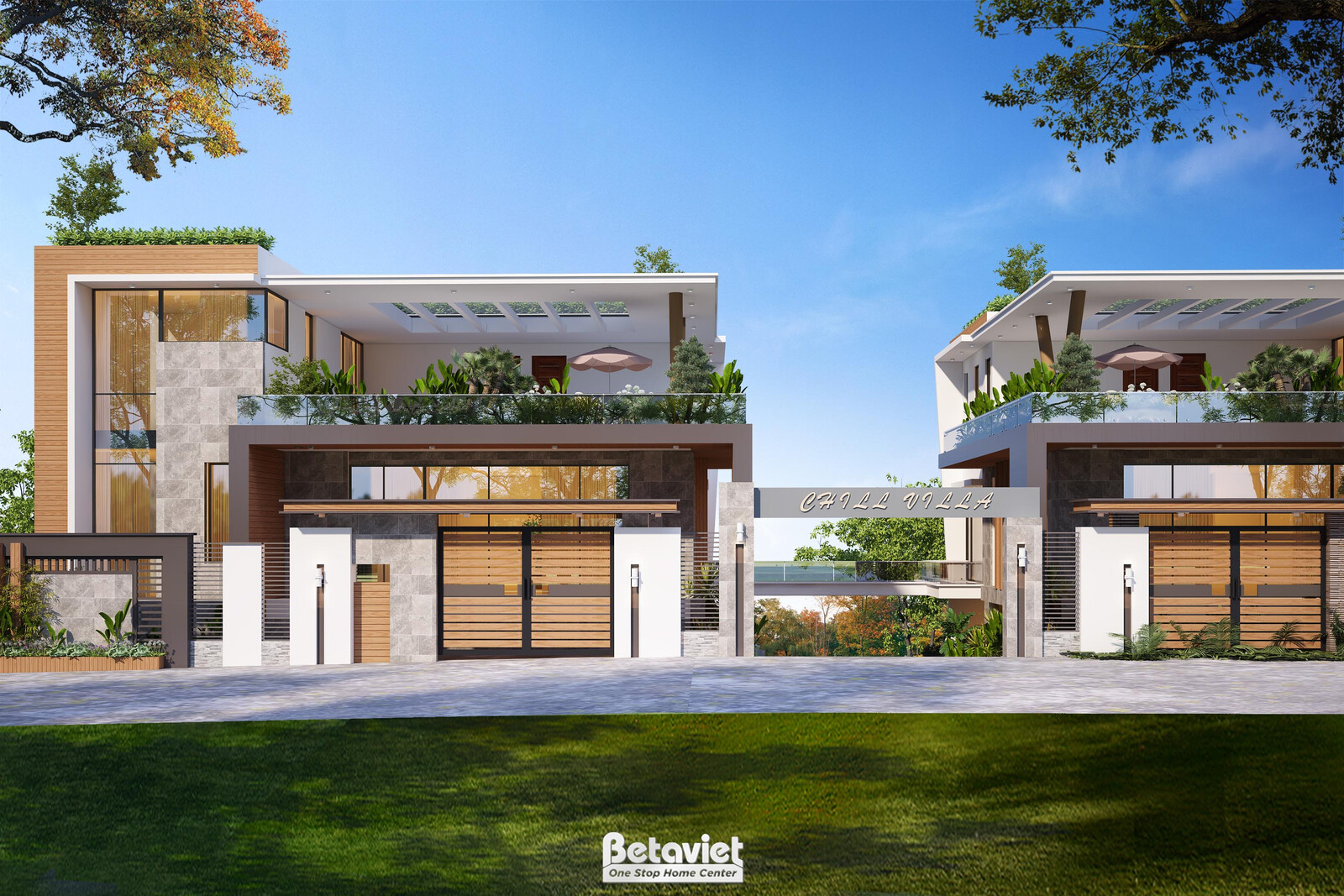 Biệt thự 3 tầng hiện đại luxury KT22165 – phối cảnh mặt tiền (2)