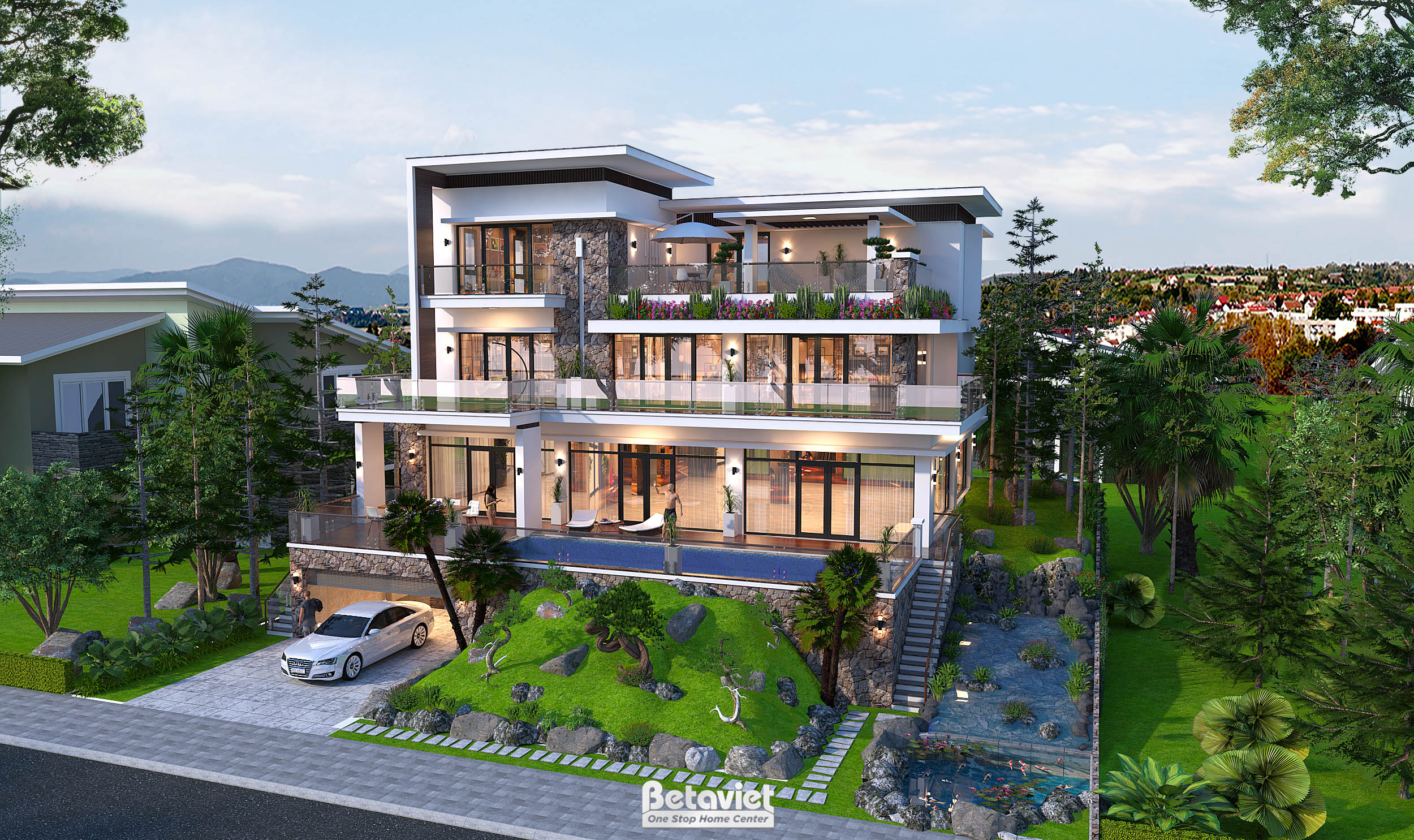 Dinh thự sân vườn hiện đại 3 tầng 1000m2 tại Bắc Ninh KT20115