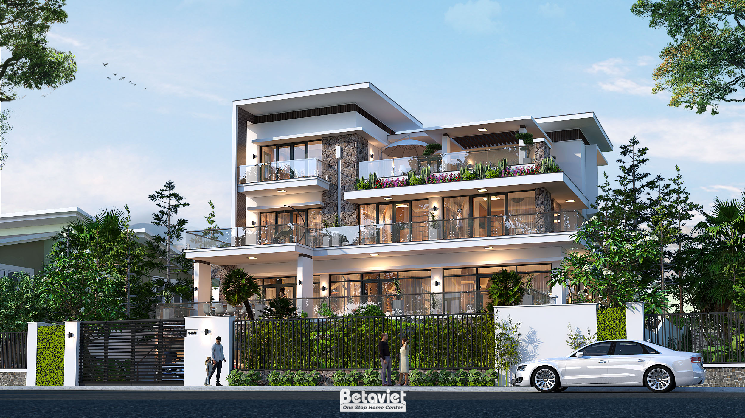 Dinh thự sân vườn hiện đại 3 tầng 1000m2 tại Bắc Ninh KT20115