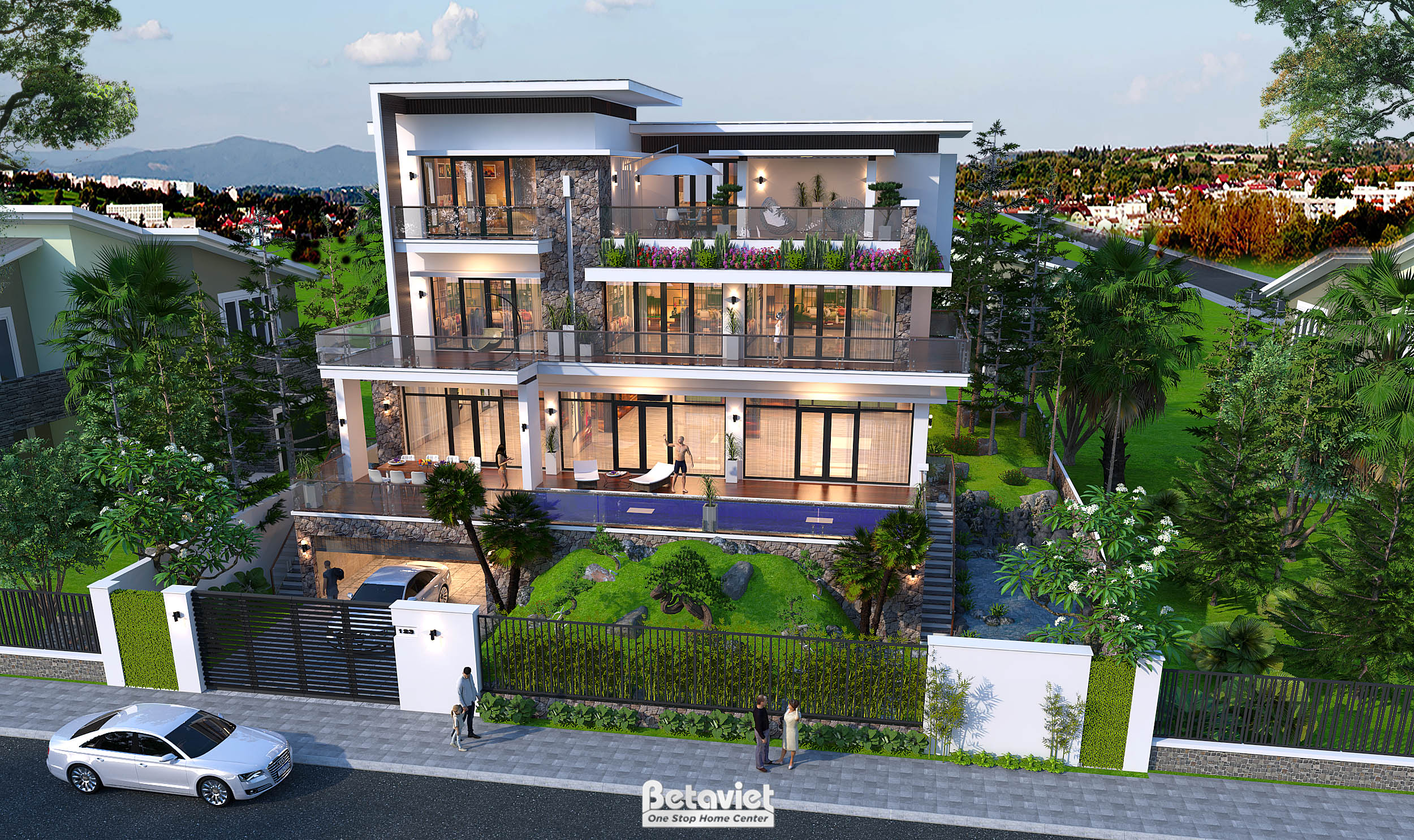 Dinh thự sân vườn hiện đại 3 tầng 1000m2 tại Bắc Ninh KT20115