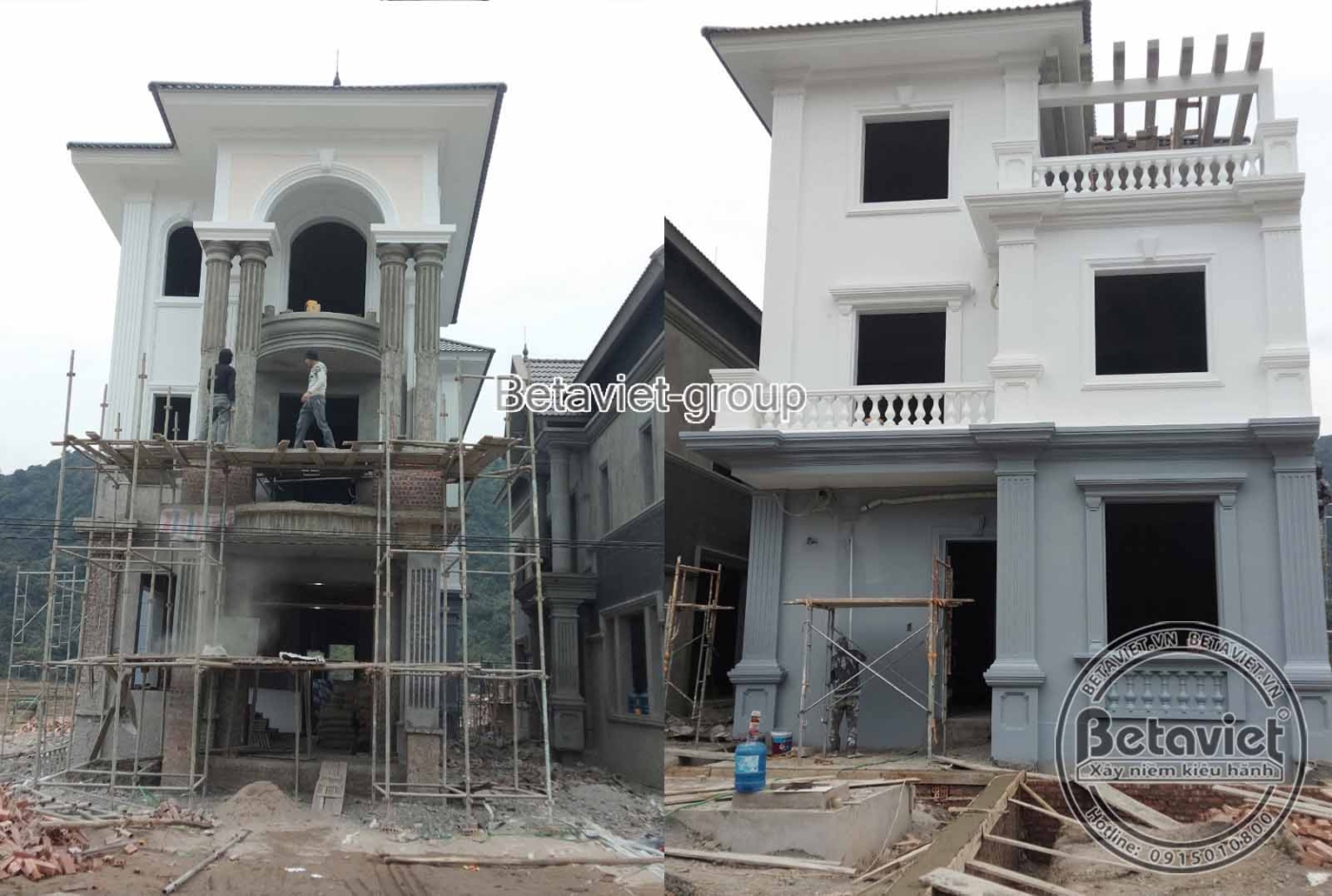 Thi công biệt thự 4 tầng tân cổ điển TC20069, giai đoạn thi công phần thô – mặt ngoài công trình (4)