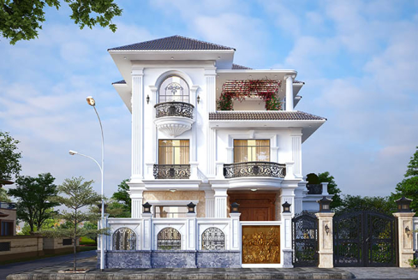 Mẫu biệt thự 3 tầng phong cách tân cổ điển tại KĐT Hà Quang 1 KT22093
