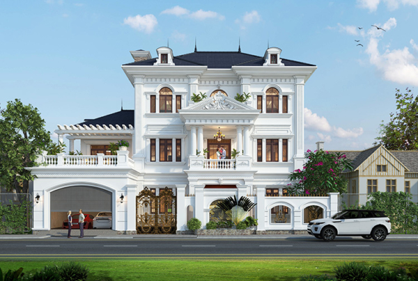 Mẫu biệt thự 3 tầng tân cổ điển châu Âu tại KĐT Hồ Xương Rồng KT18111