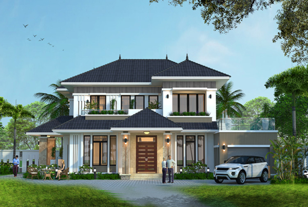 Mẫu biệt thự hiện đại 2 tầng 4 phòng ngủ tại Hưng Yên  KT17049