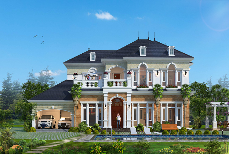 Biệt thự 2 tầng tân cổ điển châu Âu tại TP Hồ Chí Minh KT17090 – phối cảnh mặt tiền