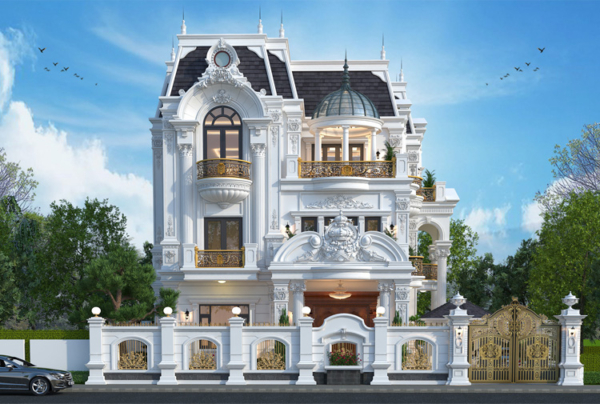 Thiết kế biệt thự 3 tầng tân cổ điển mái Mansard tại Thanh Hóa KT23104