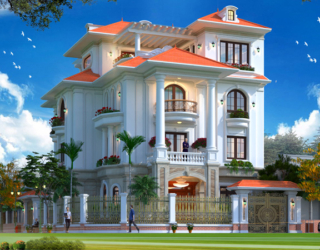 Thiết kế biệt thự hiện đại 4 tầng 7 phòng ngủ tại Tuyên Quang KT20095