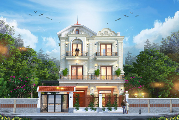 Thiết kế biệt thự kiểu Pháp 3 tầng tại KĐT Thiên Đường Bảo Sơn KT22058