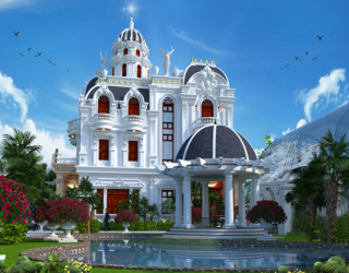 Thiết kế lâu đài cổ điển 3 tầng 6 phòng ngủ tại Ninh Bình KT20091A