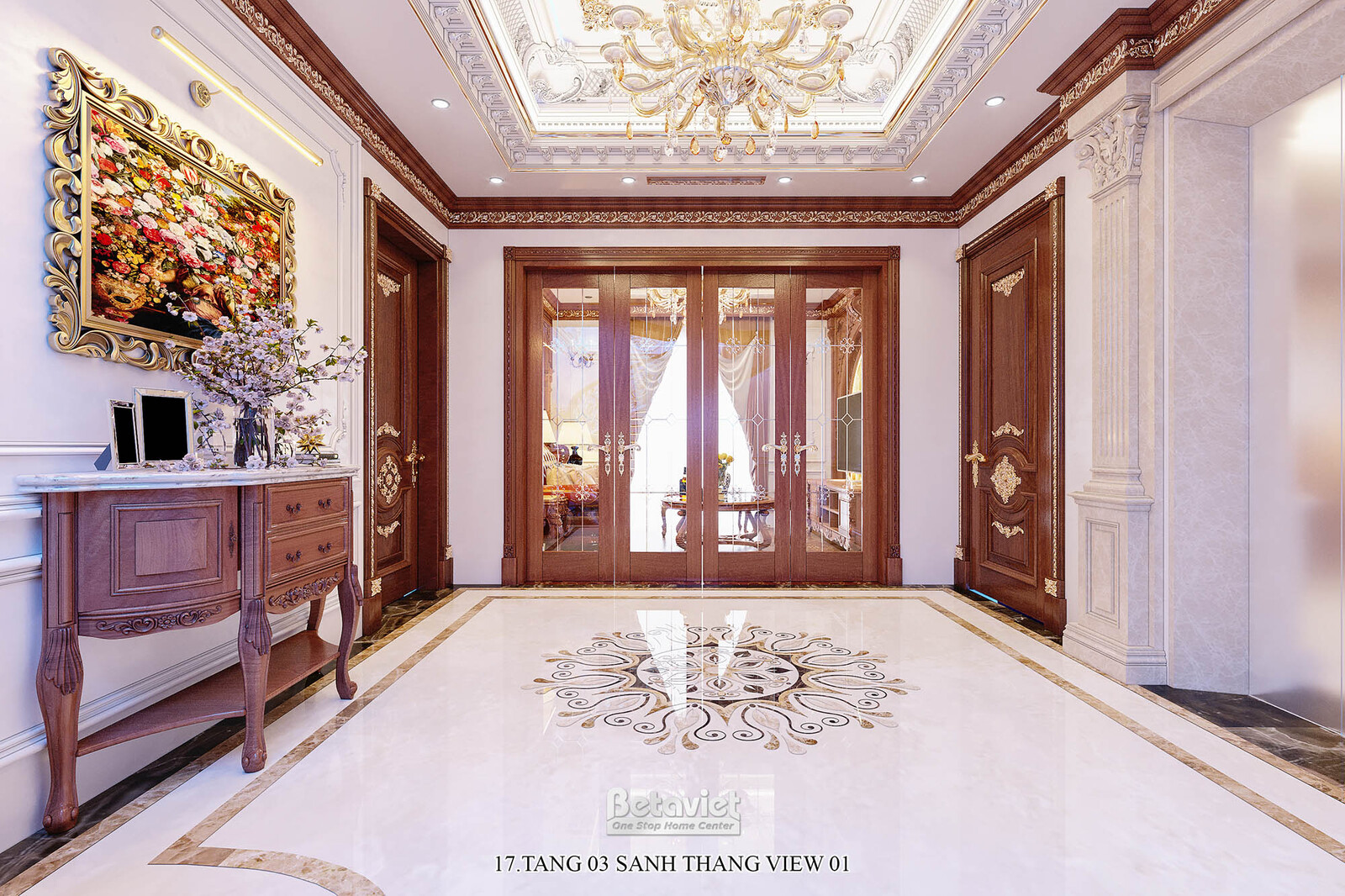Nội thất đại sảnh dinh thự tân cổ điển NT23024 – góc nhìn 9