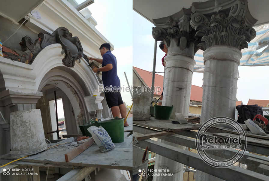 Thi công biệt thự 3 tầng tân cổ điển TC19002, giai đoạn thi công phần thô – chi tiết hoàn thiện