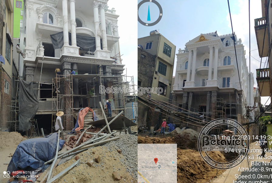 Thi công biệt thự 3 tầng tân cổ điển TC19002, giai đoạn thi công phần thô – mặt ngoài công trình (4)